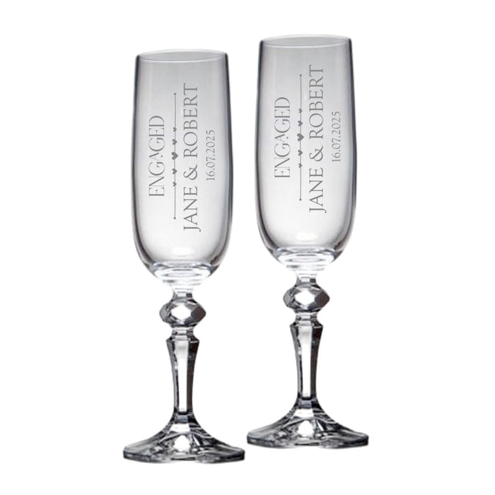 Personalised Engagement Champagne Flutes - Gifts - Bumbletree - Bumbletree
