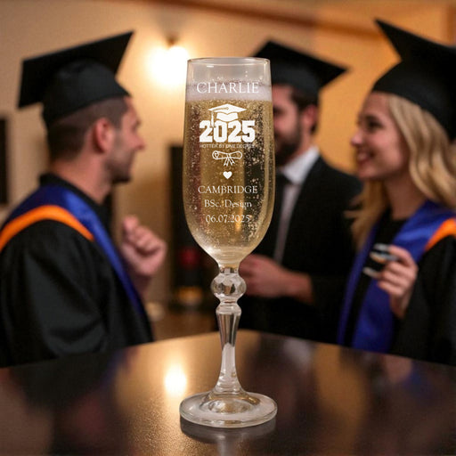Personalised Graduation 2025 Champagne Flute Glass - Gifts - Bumbletree - Bumbletree
