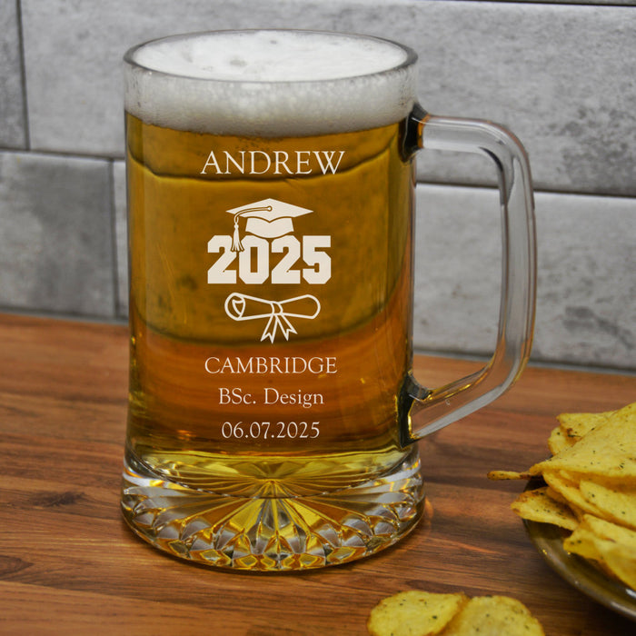 Personalised Graduation 2025 Glass Beer Tankard - Gifts - Bumbletree - Bumbletree