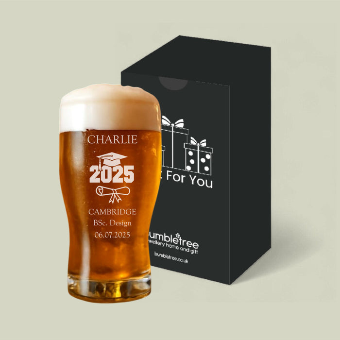 Personalised Graduation 2025 Pint Glass - Gifts - Bumbletree - Bumbletree