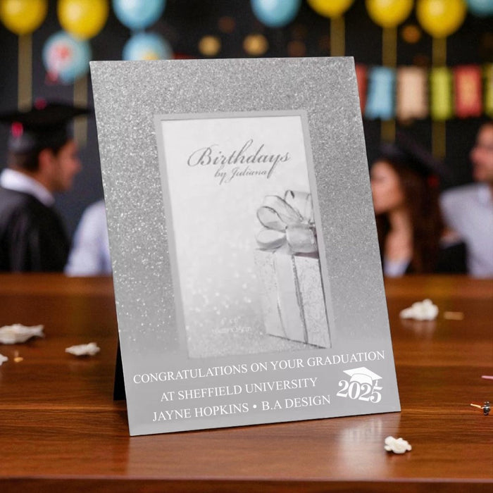 Personalised Graduation 2025 Glitter Mirror Photo Frame 4x6 - Gifts - Bumbletree - Bumbletree
