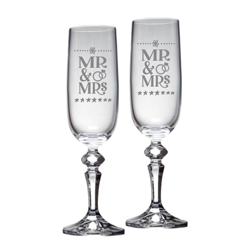 Personalised Mr & Mrs Wedding Champagne Flute Glasses - Gifts - Bumbletree - Bumbletree