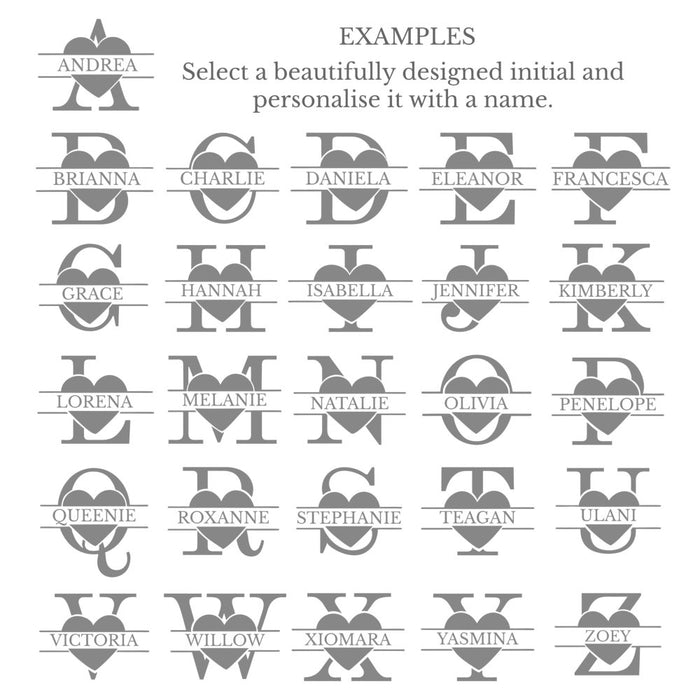 Personalised Name and Heart Initial Champagne Flute Glass - Gifts - Bumbletree - Bumbletree