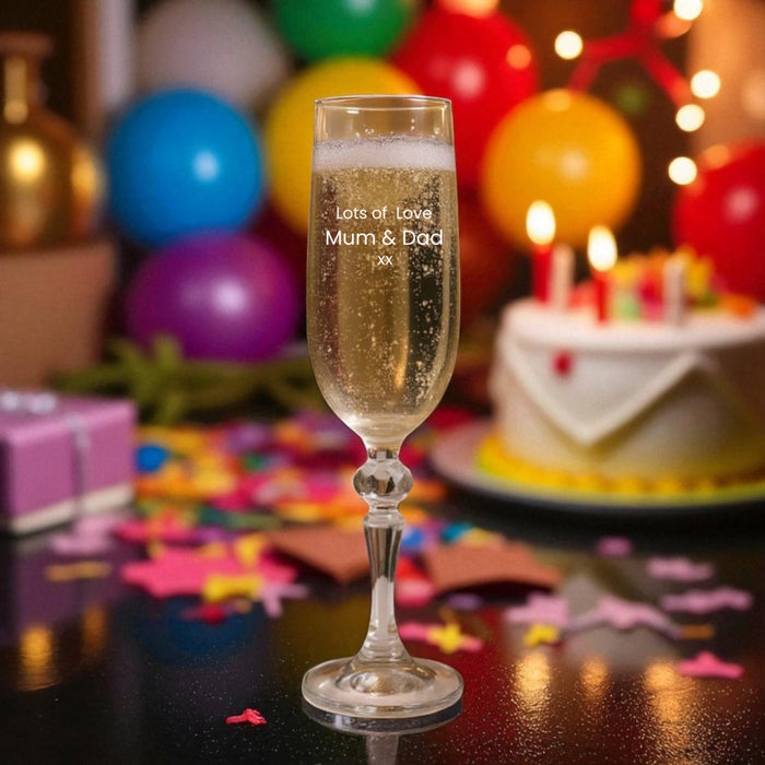 Personalised Name and Heart Initial Champagne Flute Glass - Gifts - Bumbletree - Bumbletree