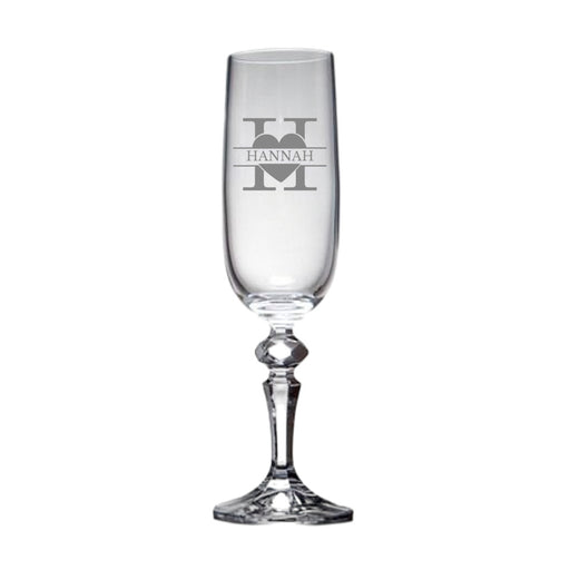 Personalised Name and Heart Initial Champagne Flute Glass - Gifts - Bumbletree - Bumbletree