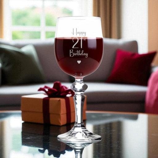 Personalised Happy 21st Birthday Crystal-Cut Wine Glass - Gifts - Bumbletree - Bumbletree