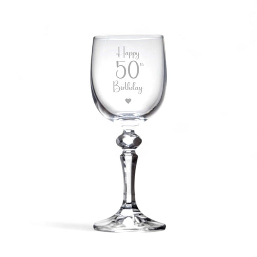 Personalised Happy 50th Birthday Crystal-Cut Wine Glass - Gifts - Bumbletree - Bumbletree