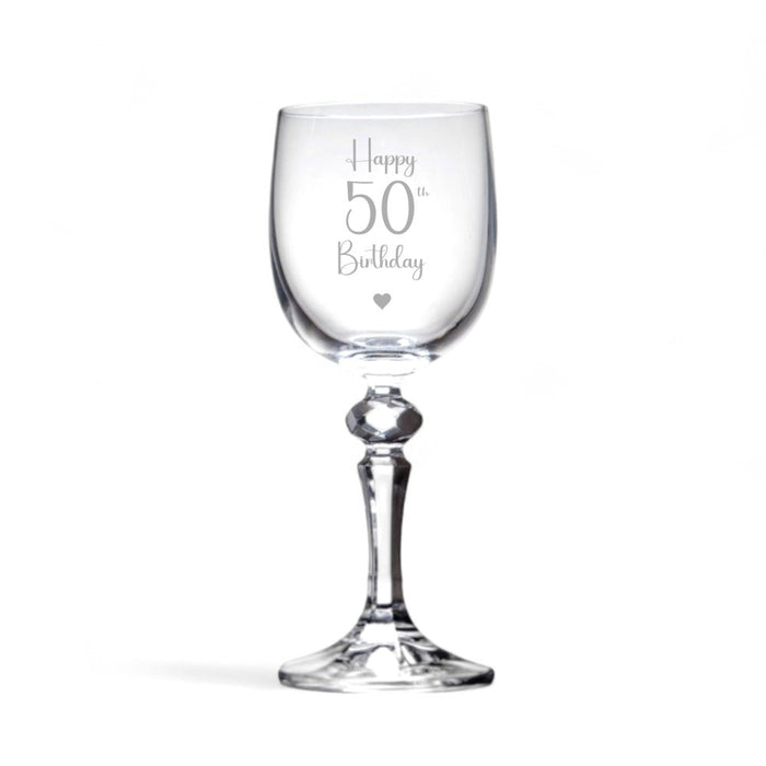 Personalised Happy 50th Birthday Crystal-Cut Wine Glass - Gifts - Bumbletree - Bumbletree
