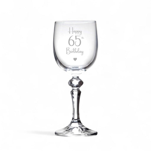 Personalised Happy 65th Birthday Crystal-Cut Wine Glass - Gifts - Bumbletree - Bumbletree