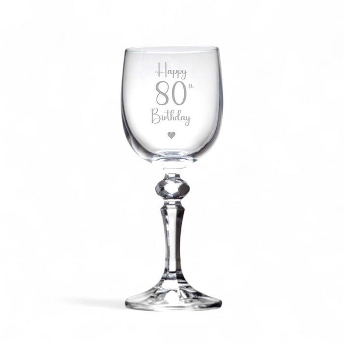 Personalised Happy 80th Birthday Crystal-Cut Wine Glass - Gifts - Bumbletree - Bumbletree