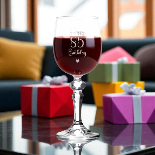 Personalised Happy 85th Birthday Crystal-Cut Wine Glass - Gifts - Bumbletree - Bumbletree