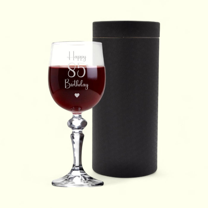 Personalised Happy 85th Birthday Crystal-Cut Wine Glass - Gifts - Bumbletree - Bumbletree