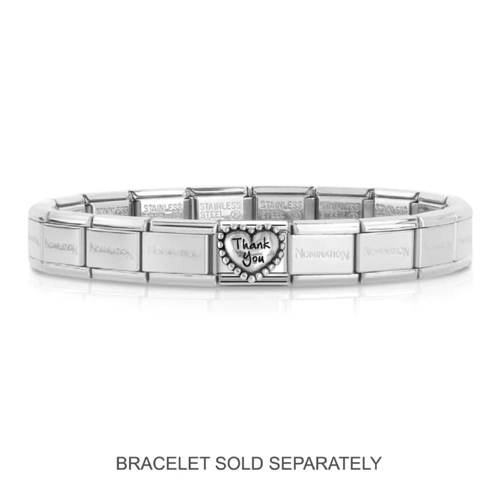 NOMINATION Classic Silver Thank You Beaded Heart Charm - Charms - Nomination - Bumbletree