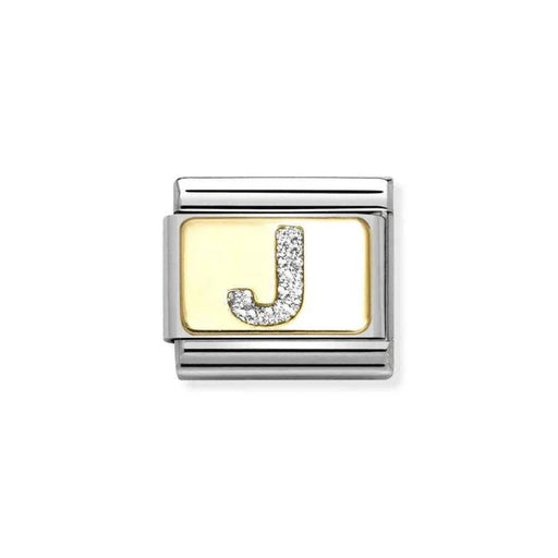 NOMINATION Classic Gold & Silver Glitter Letter J Charm - Charms - Nomination - Bumbletree