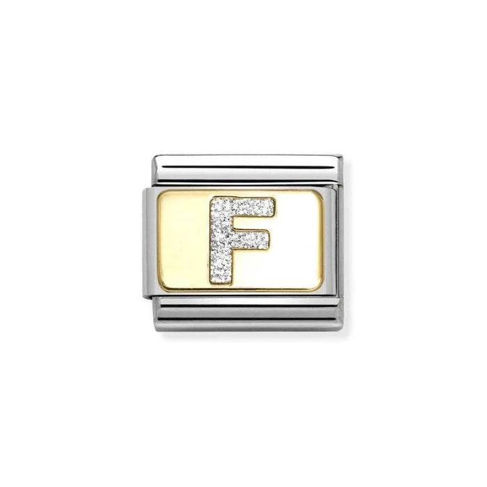NOMINATION Classic Gold & Silver Glitter Letter F Charm - Charms - Nomination - Bumbletree