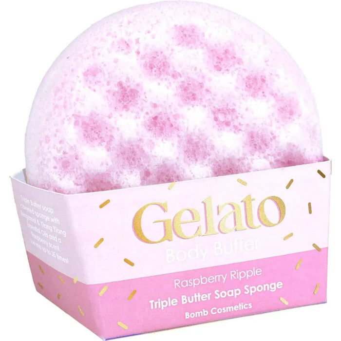 Raspberry Ripple Gelato Body Buffer Shower Sponge - Bath & Body - Bomb Cosmetics - Bumbletree