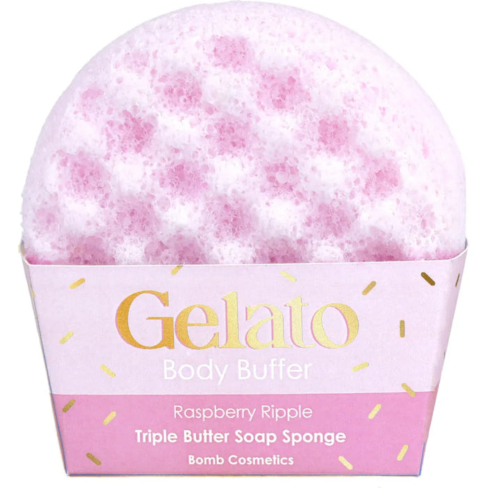 Raspberry Ripple Gelato Body Buffer Shower Sponge - Bath & Body - Bomb Cosmetics - Bumbletree