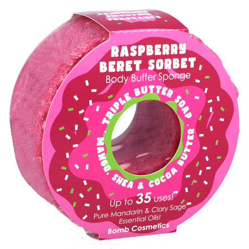 Raspberry Beret Sorbet Body Buffer Shower Sponge - Bath & Body - Bomb Cosmetics - Bumbletree