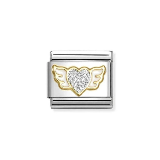 NOMINATION Classic Gold & Silver Glitter Winged Heart Charm - Charms - Nomination - Bumbletree