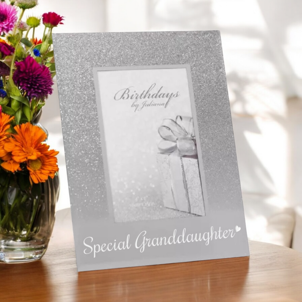 Special Granddaughter Silver Glitter Mirror Photo Frame 4x6 Bumbletree