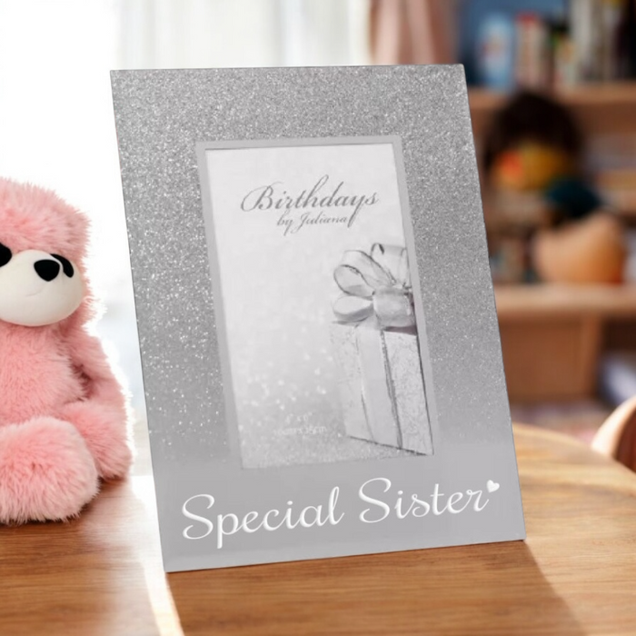 Special Sister Silver Glitter Mirror Photo Frame 4x6 - Gifts - Bumbletree - Bumbletree