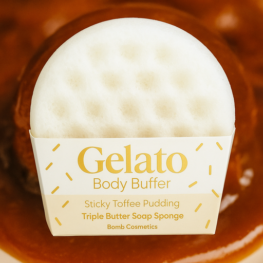 Sticky Toffee Pudding Gelato Body Buffer Shower Sponge - Bath & Body - Bomb Cosmetics - Bumbletree