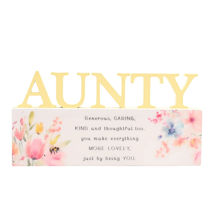 'Aunty' Floral Wooden Ornament Plaque - Gifts - Bumbletree - Bumbletree