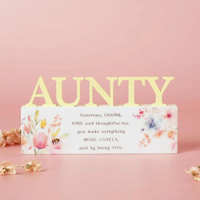 'Aunty' Floral Wooden Ornament Plaque - Gifts - Bumbletree - Bumbletree