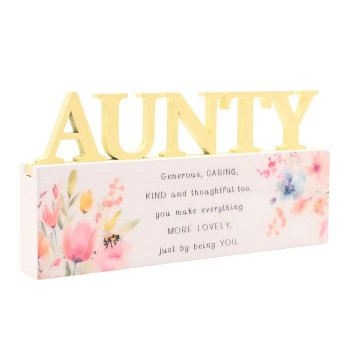 'Aunty' Floral Wooden Ornament Plaque - Gifts - Bumbletree - Bumbletree