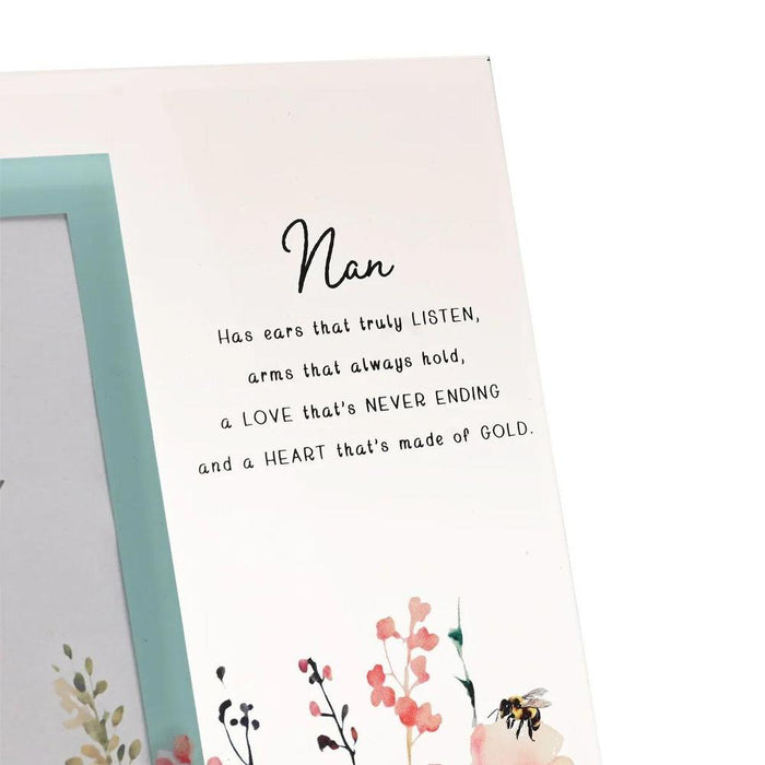 'Nan' Floral Glass Photo Frame 4" x 6" - Gifts - Bumbletree - Bumbletree