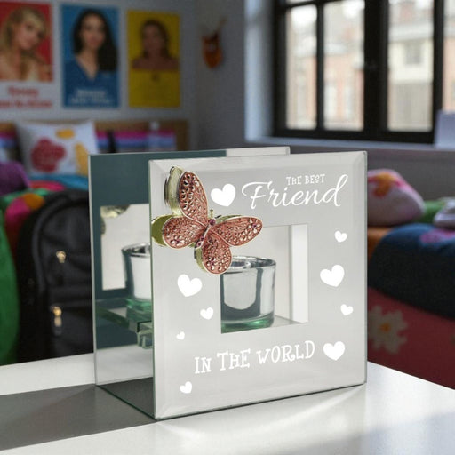 The Best Friend - Mirrored Pink Crystal Butterfly Tealight Holder - Home Fragrance - Bumbletree - Bumbletree