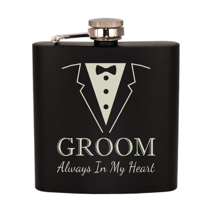 'Groom, Always In My Heart' - Engraved Hip Flask - Gifts - Bumbletree - Bumbletree