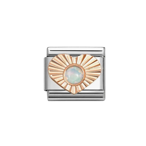 NOMINATION Classic Rose Gold Heart with White Opal Charm - Charms - Nomination - Bumbletree