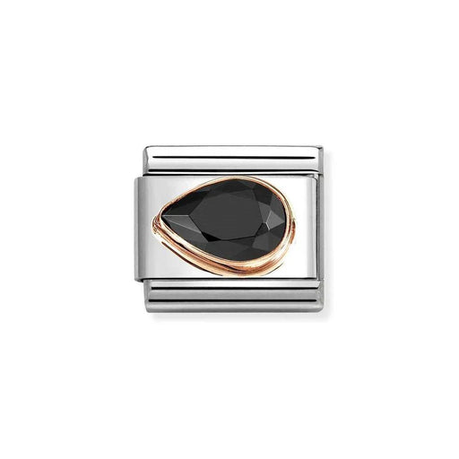 NOMINATION Classic Rose Gold & Black Faceted CZ Left Teardrop Charm - Charms - Nomination - Bumbletree