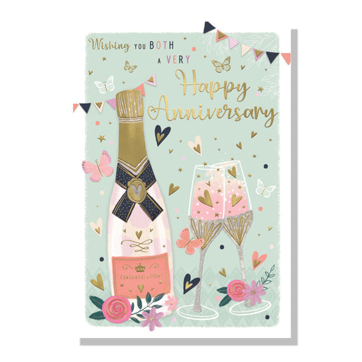 Wishing Both A Happy Anniversary With Champagne And Glasses Card - Cards - Bumbletree - Bumbletree
