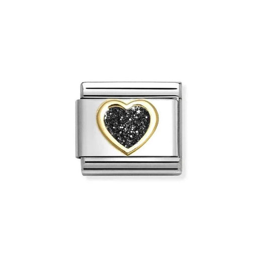 NOMINATION Classic Gold & Black Glitter Heart Charm - Charms - Nomination - Bumbletree