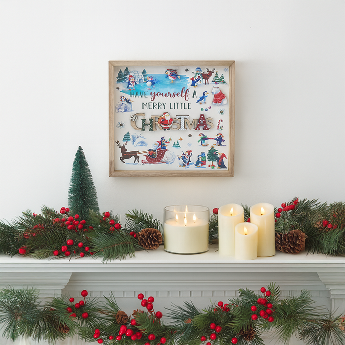 'Have Yourself A Merry Little Christmas' LED Wooden Hanging Plaque - Gifts - Bumbletree - Bumbletree
