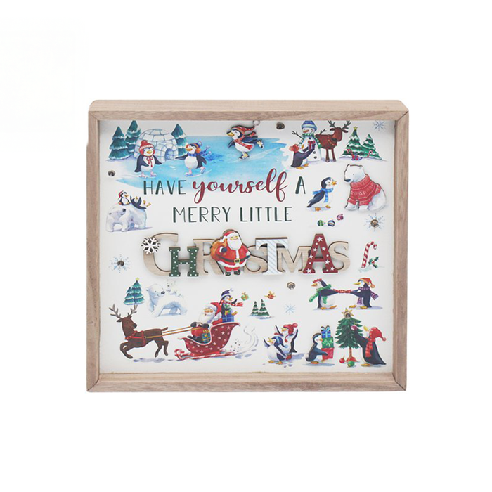 'Have Yourself A Merry Little Christmas' LED Wooden Hanging Plaque - Gifts - Bumbletree - Bumbletree
