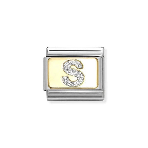 NOMINATION Classic Gold & Silver Glitter Letter S Charm - Charms - Nomination - Bumbletree
