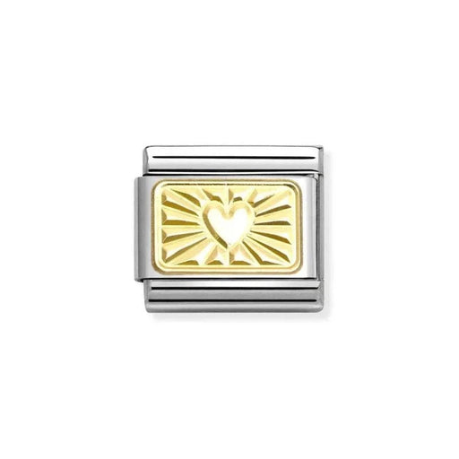 NOMINATION Classic Gold Diamond Etched Heart Plate Charm - Charms - Nomination - Bumbletree