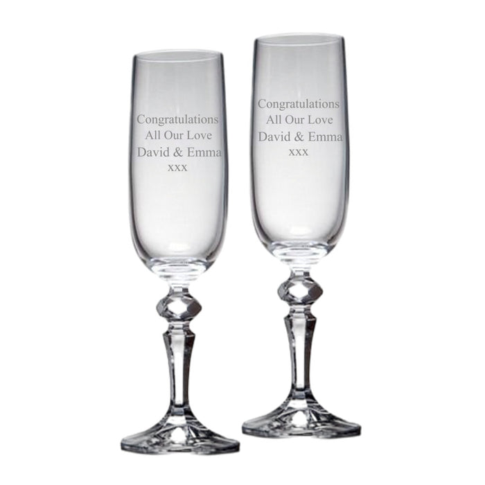 Personalised 60th Diamond Anniversary Toast Champagne Flute Glasses - Gifts - Bumbletree - Bumbletree