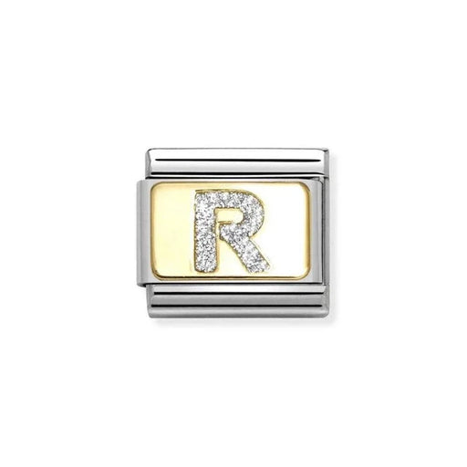 NOMINATION Classic Gold & Silver Glitter Letter R Charm - Charms - Nomination - Bumbletree