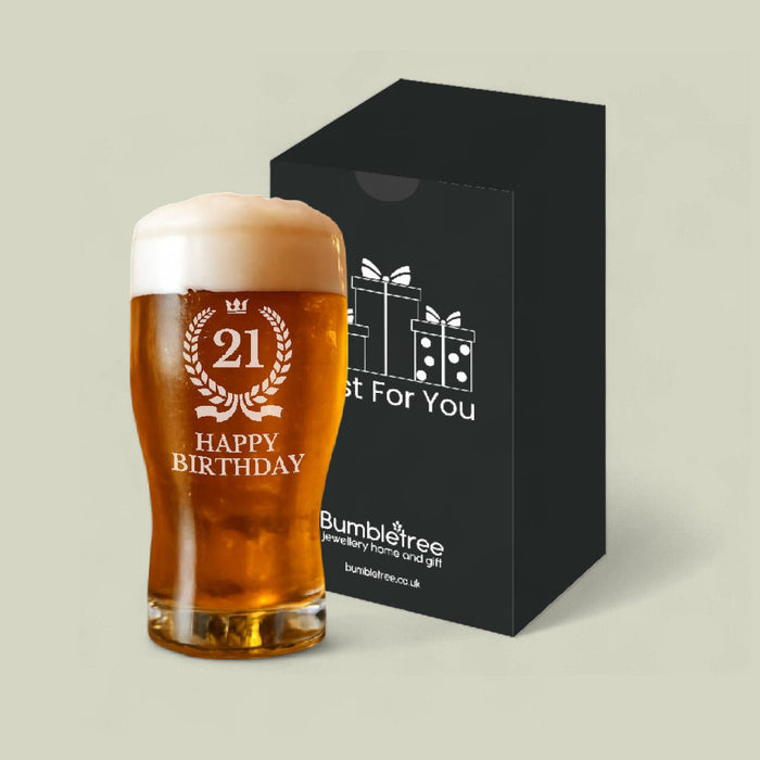 Happy 21st Birthday Pint Glass - Gifts - Bumbletree - Bumbletree