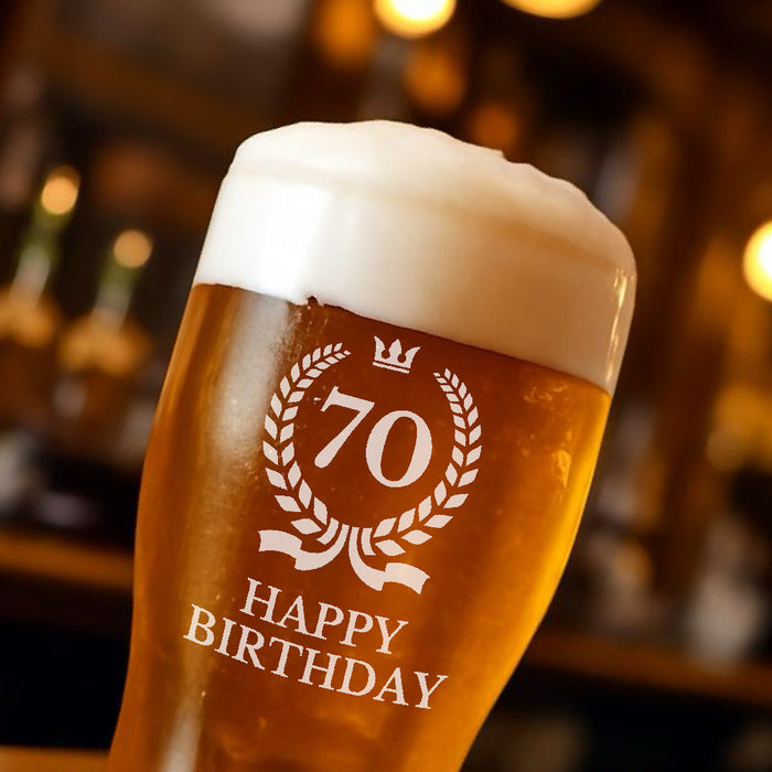Happy 70th Birthday Pint Glass - Gifts - Bumbletree - Bumbletree