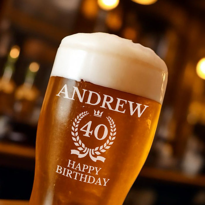 'Happy Birthday' Name & Age Personalised Pint Glass - Gifts - Bumbletree - Bumbletree