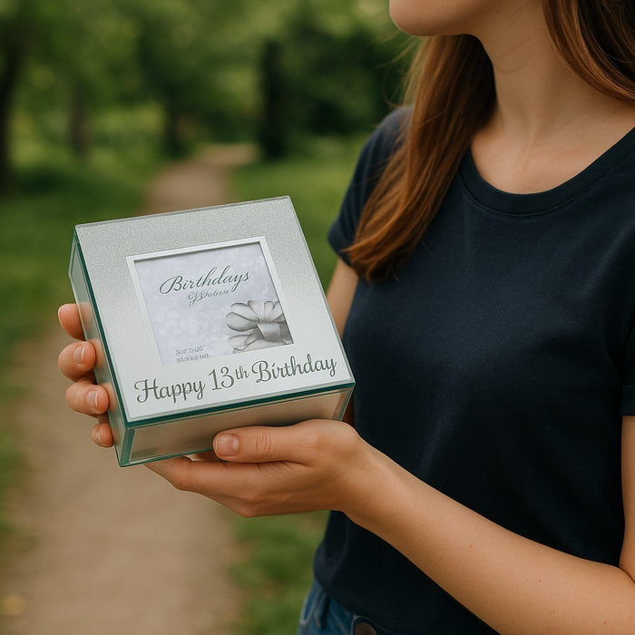 Happy 13th Birthday Glitter Mirrored Trinket Jewellery Box - Gifts - Bumbletree - Bumbletree