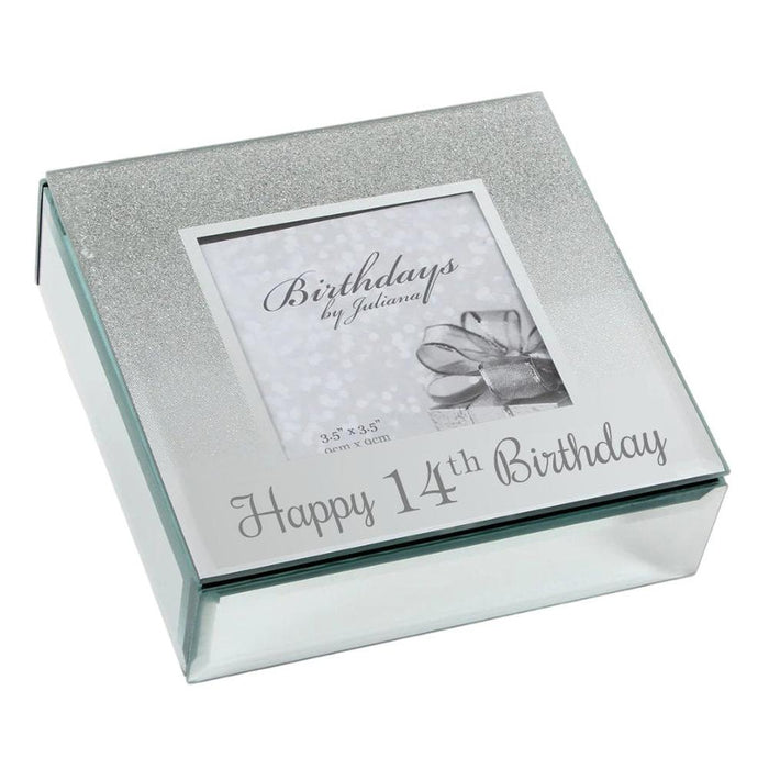 Happy 14th Birthday Glitter Mirrored Trinket Jewellery Box - Gifts - Bumbletree - Bumbletree