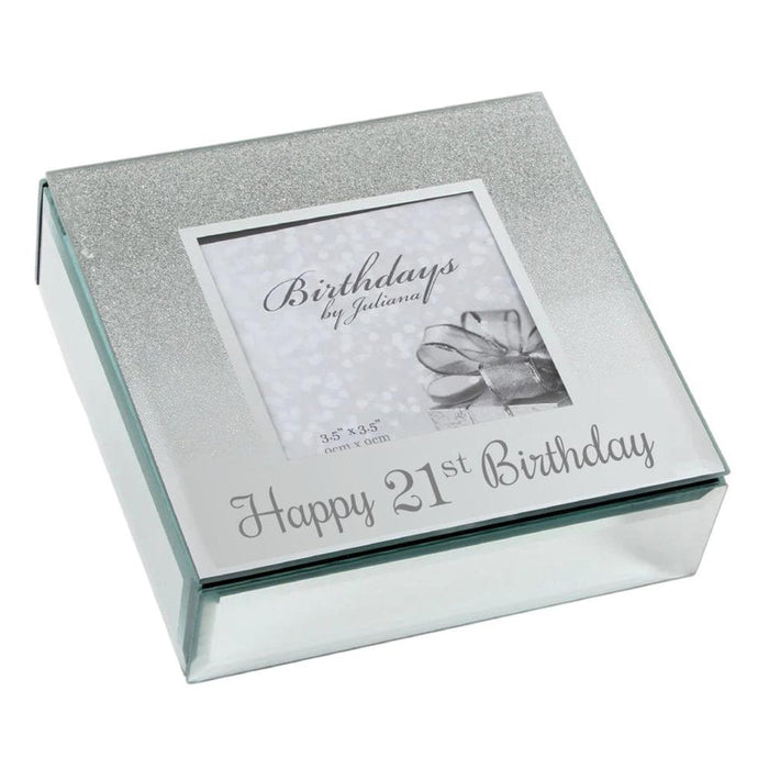 Happy 21st Birthday Glitter Mirrored Trinket Jewellery Box - Gifts - Bumbletree - Bumbletree