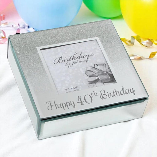 Happy 40th Birthday Glitter Mirrored Trinket Jewellery Box - Gifts - Bumbletree - Bumbletree