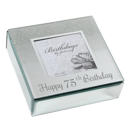 Happy 75th Birthday Glitter Mirrored Trinket Jewellery Box - Gifts - Bumbletree - Bumbletree